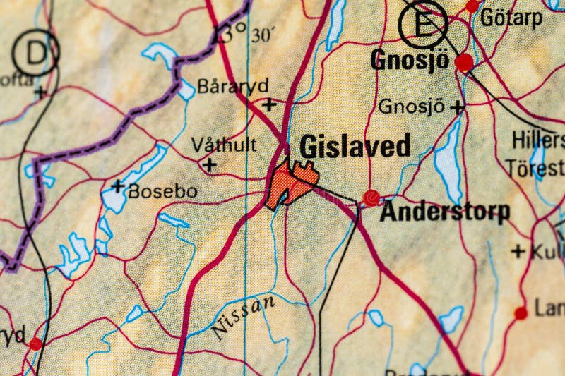 Mapa Del Atlas De Gislaved Y Gnosjapara . Foto de archivo - Imagen de ...