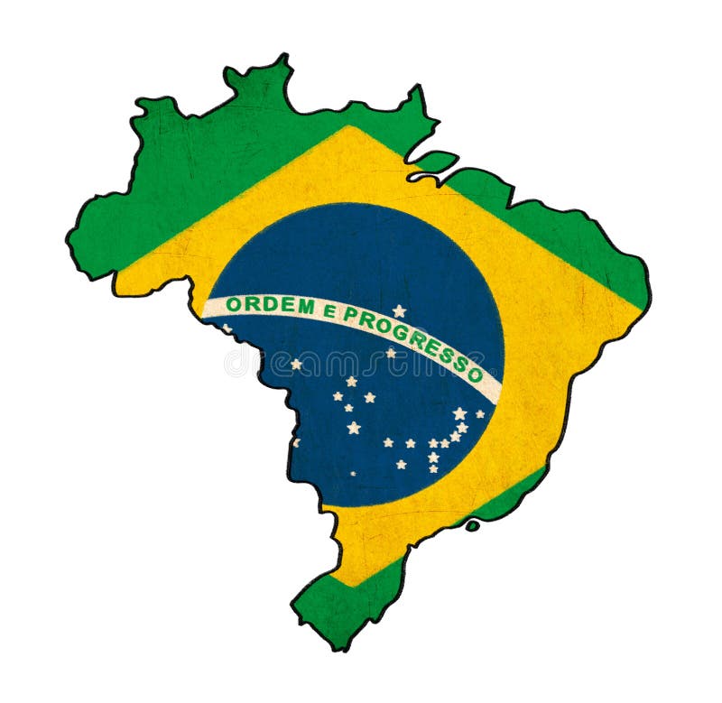 Mapa del Brasil en el dibujo de la bandera del Brasil stock de ilustración Mapa del Brasil en el dibujo de la bandera del Brasil stock de ilustración