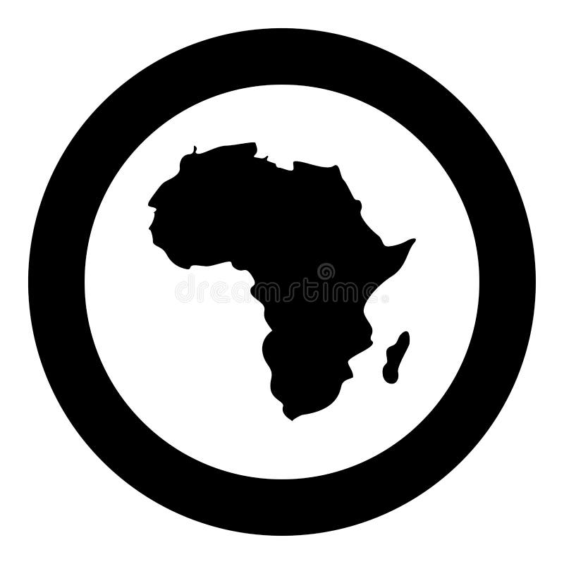 Mapa del color del negro del icono de África en el círculo redondo libre illustration Mapa del color del negro del icono de África en el círculo redondo libre illustration