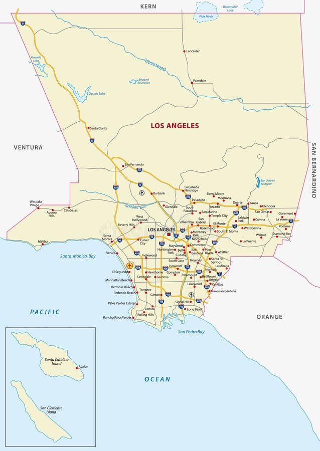 Mapa del condado de Los Angeles stock de ilustración Mapa del condado de Los Angeles stock de ilustración
