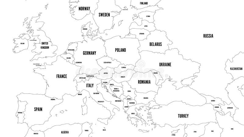 Mapa Del Esquema De Europa Con La Región Caucásica Mapa Simplificado