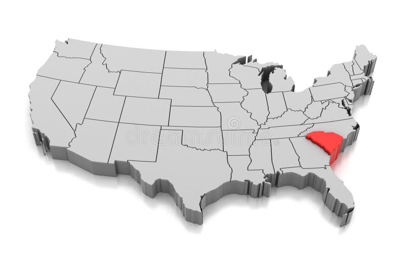 Mapa del estado de Carolina del Sur, los E.E.U.U.