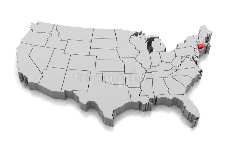 Mapa del estado de Connecticut, los E.E.U.U.