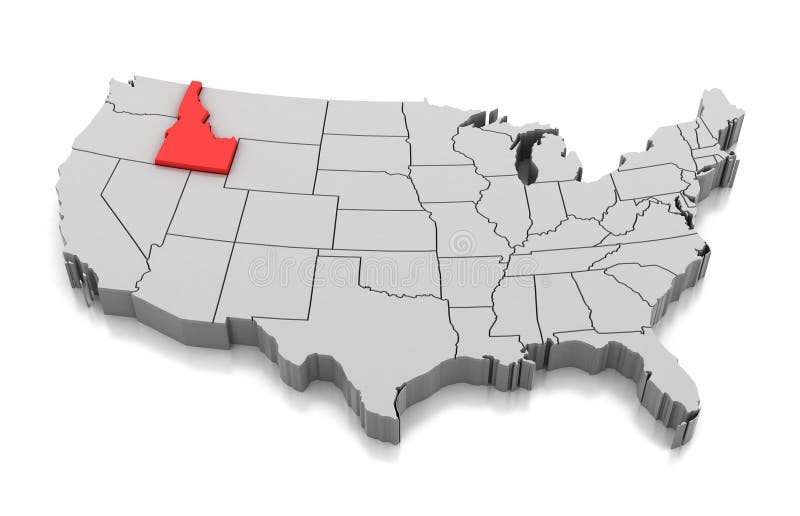 Mapa del estado de Idaho, los E.E.U.U.