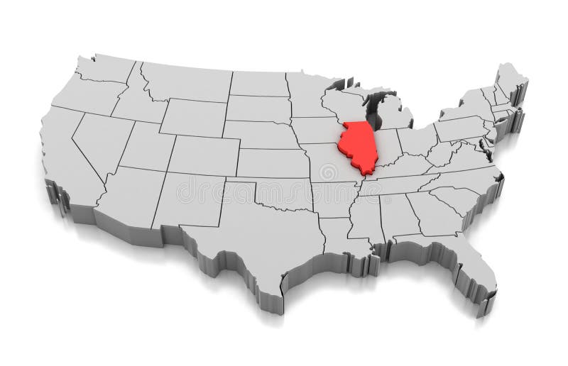 Mapa del estado de Illinois, los E.E.U.U.