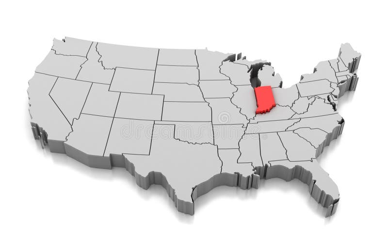 Mapa del estado de Indiana, los E.E.U.U.