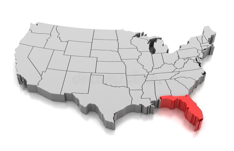 Mapa del estado de la Florida, los E.E.U.U.