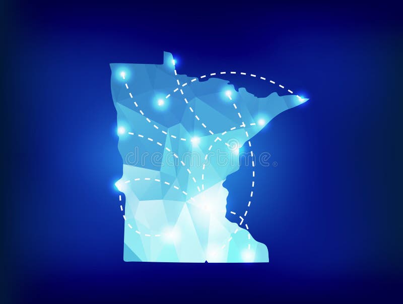 Mapa del estado de Minnesota poligonal con los lugares de los proyectores libre illustration Mapa del estado de Minnesota poligonal con los lugares de los proyectores libre illustration