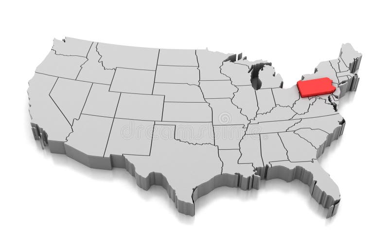 Mapa del estado de Pennsylvania, los E.E.U.U.