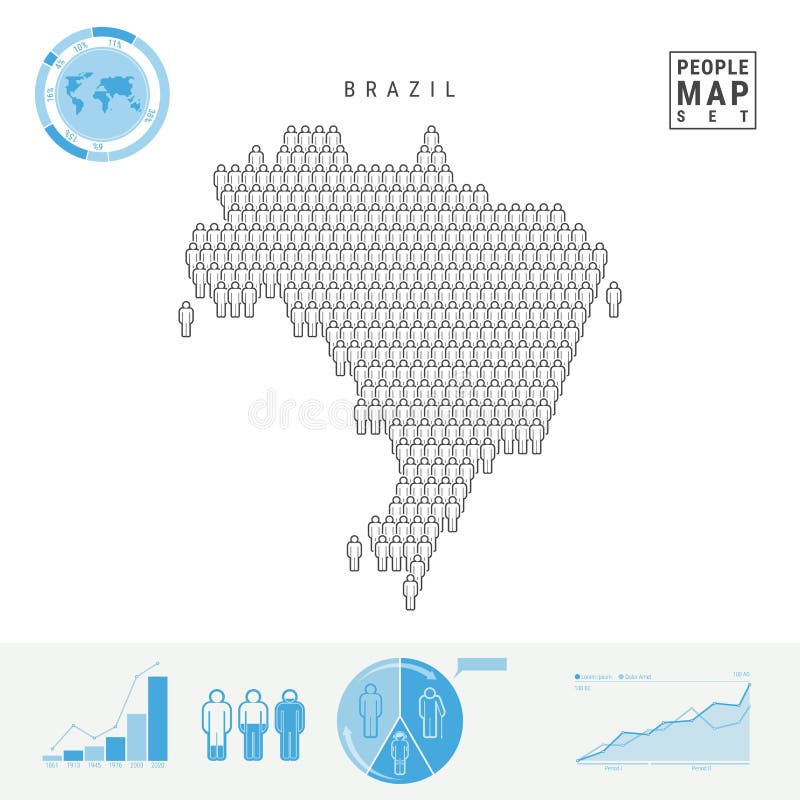 Mapa del icono de la gente del Brasil Silueta estilizada del vector del Brasil Crecimiento demográfico y envejecimiento Infograph ilustración del vector Mapa del icono de la gente del Brasil Silueta estilizada del vector del Brasil Crecimiento demográfico y envejecimiento Infograph ilustración del vector