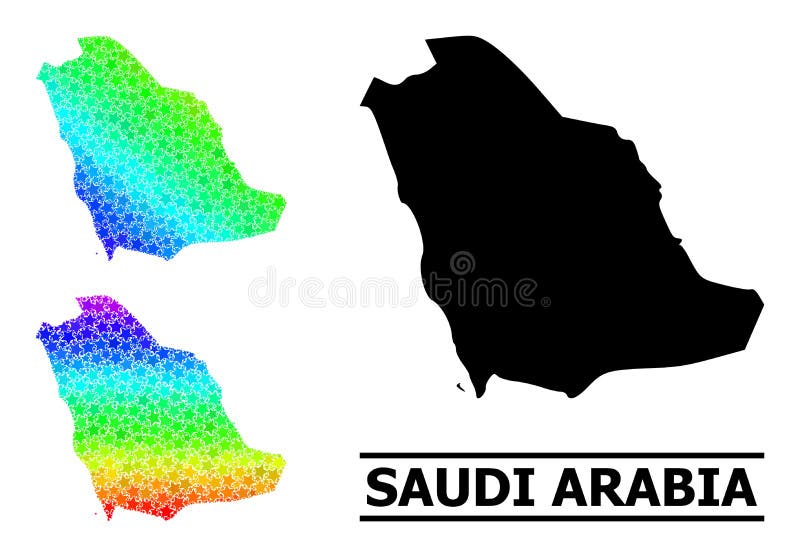 Mapa del mosaico estrella del gradiente arcoiris del collage arabia saudita ilustración del vector