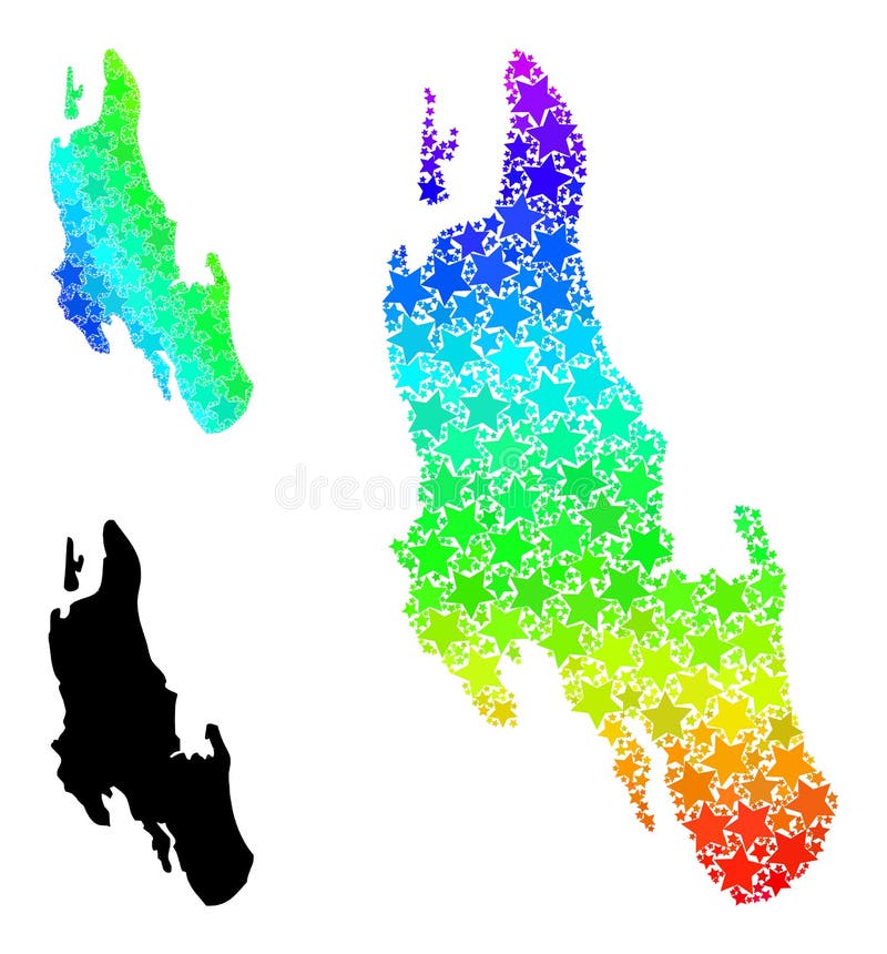 Mapa del mosaico estrella del gradiente de arco iris del collage de la isla de zanzíbar ilustración del vector