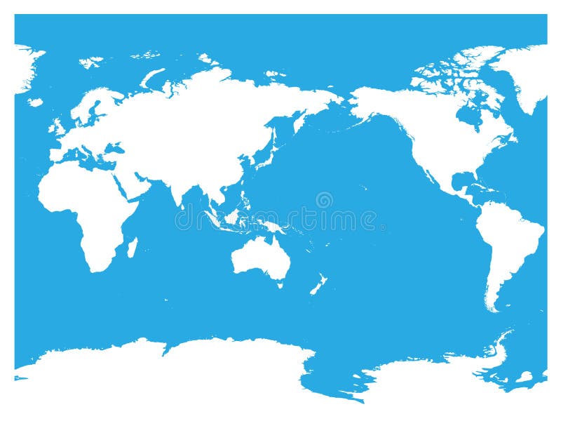 Mapa del mundo centrado de Australia y del Océano Pacífico Silueta blanca del alto detalle en fondo azul Ilustración del vector ilustración del vector Mapa del mundo centrado de Australia y del Océano Pacífico Silueta blanca del alto detalle en fondo azul Ilustración del vector ilustración del vector