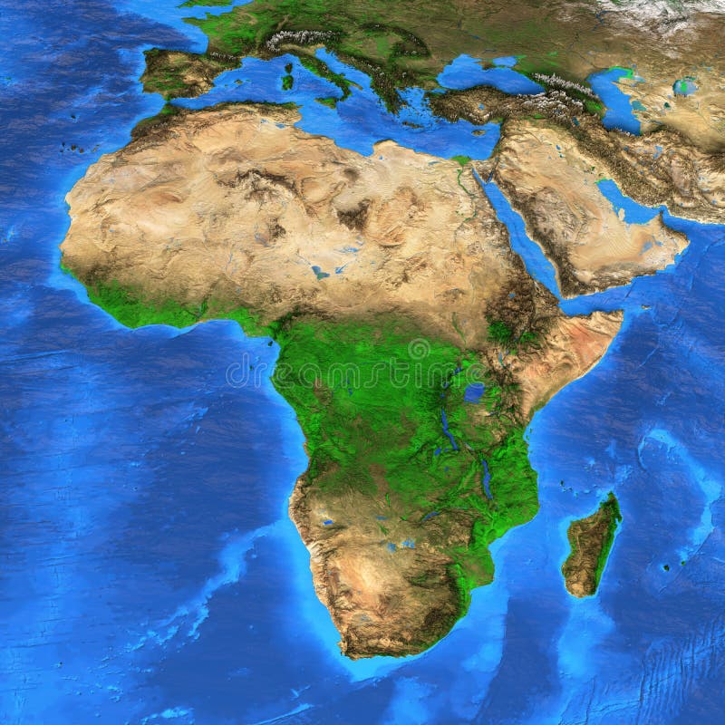 Mapa del mundo de alta resolución centrado en África