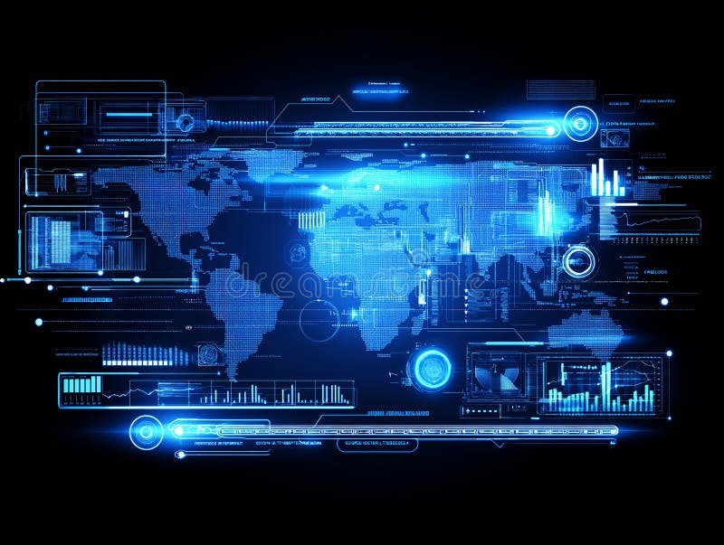 Mapa del mundo digital futurista imágenes de archivo libres de regalías