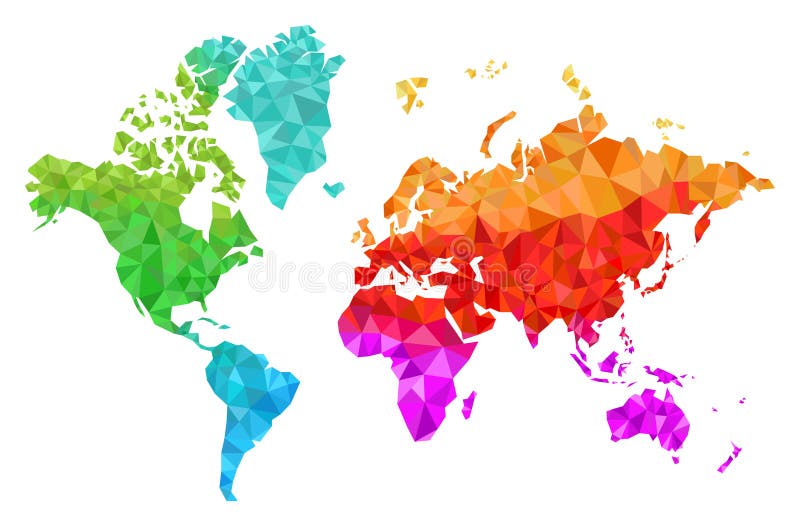 Mapa del mundo geométrico en colores libre illustration Mapa del mundo geométrico en colores libre illustration