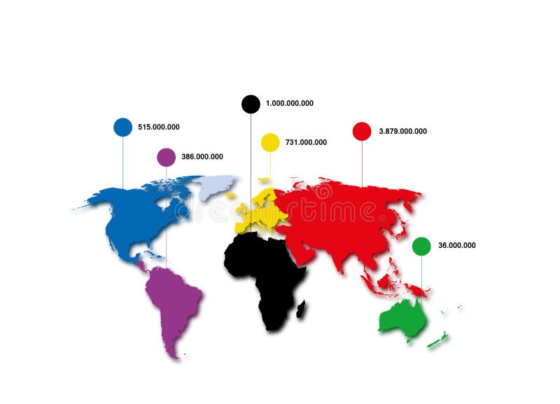 Mapa del mundo, población de mundo stock de ilustración Mapa del mundo, población de mundo stock de ilustración