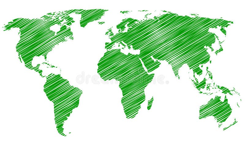 Mapa del Mundo Verde, continentes del planeta - vector