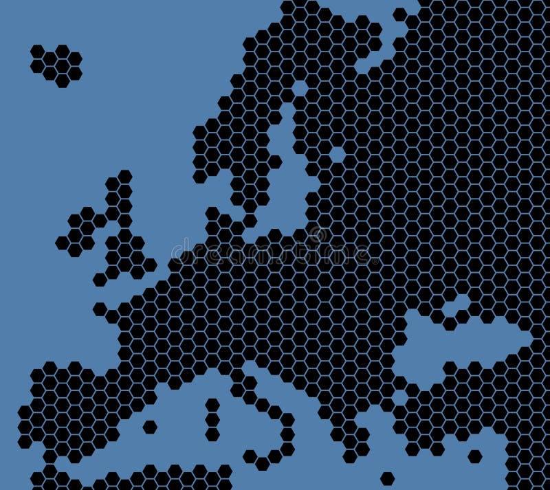 Mapa del negro azul de Europa stock de ilustración Mapa del negro azul de Europa stock de ilustración