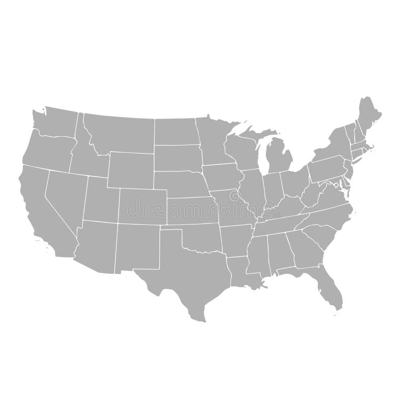 Mapa del vector de los Estados Unidos de América con las fronteras de estado