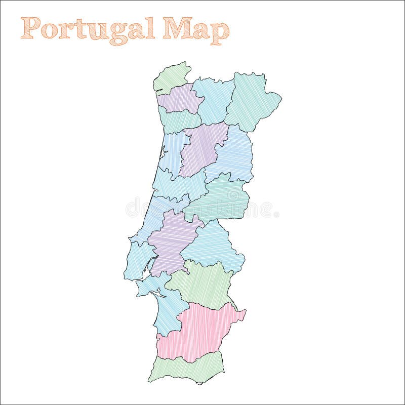 Vetores de Vetor De Nacional De Portugal Mapa De Desenho Sobre