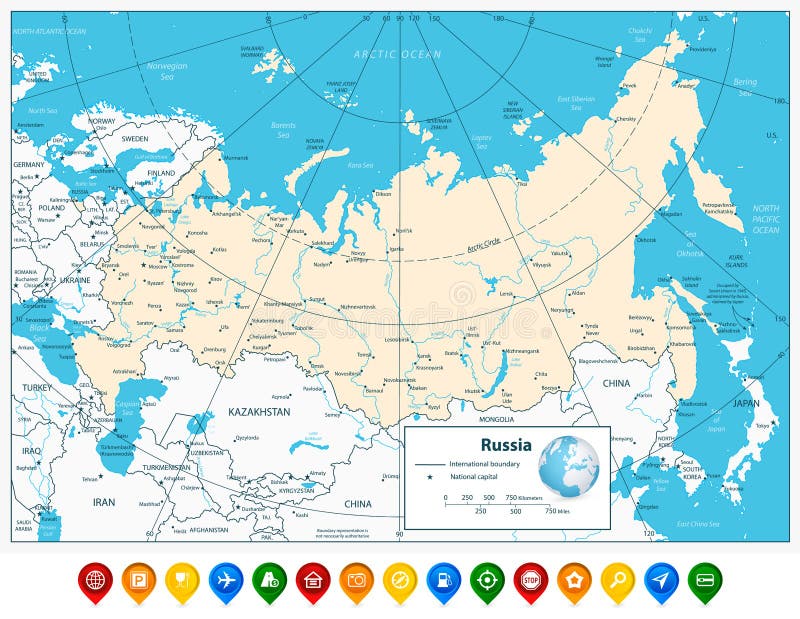 Mapa de Rússia ilustração do vetor. Ilustração de curso - 15089214