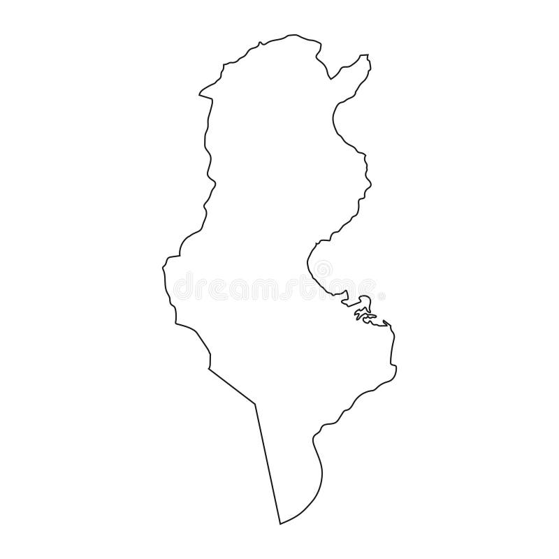 Mapa detalhado da tunísia com bordas isoladas em segundo plano ilustração stock