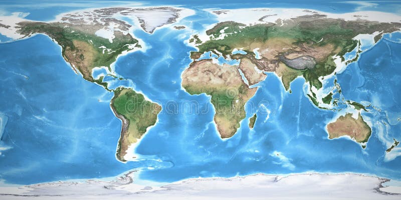 Mapa detallado de alta resolución de la tierra stock de ilustración