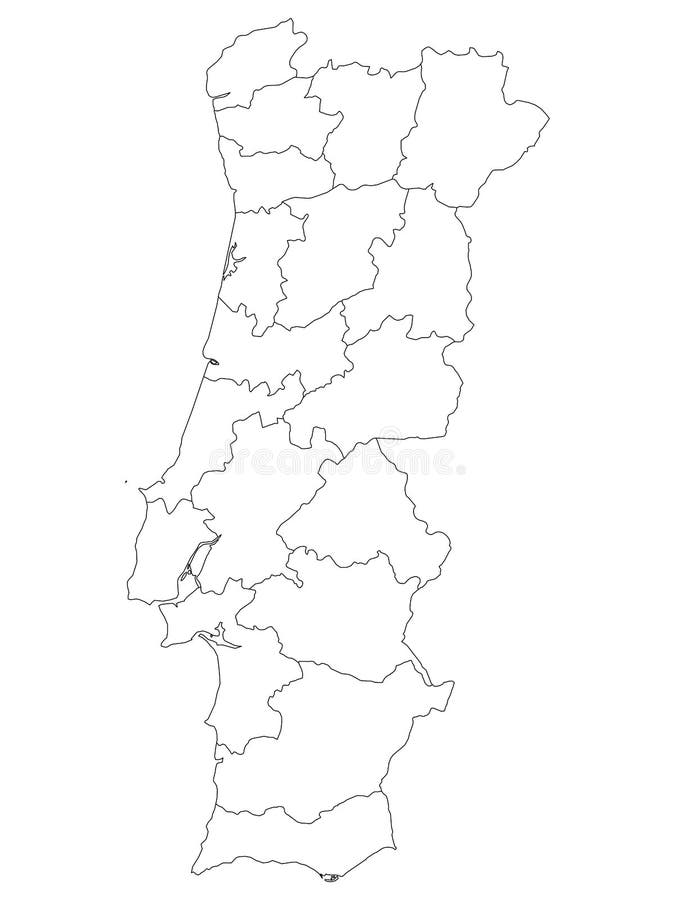 Mapa cinzento de Portugal (distritos em camadas separadas ) imagem vetorial  de chrupka© 86257284