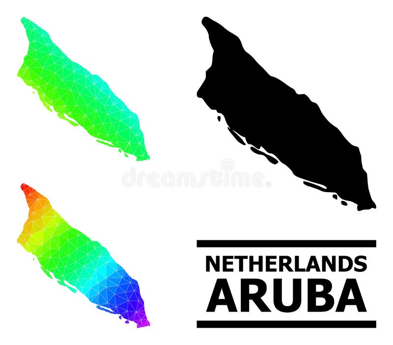 Mapa do arco-íris cheio de triângulo com a ilha de aruba com gradiente diagonal ilustração do vetor