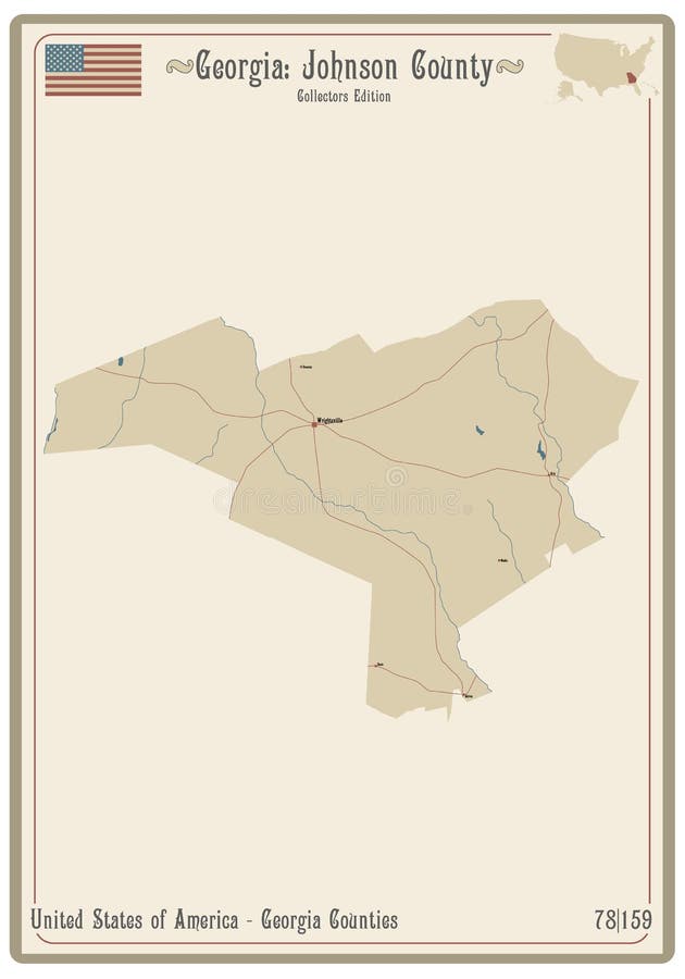 Mapa Do Condado De Johnson Na Geórgia Ilustração do Vetor - Ilustração de  lagos, jogo: 256228596