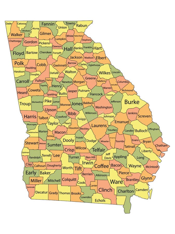 Mapa do condado georgia ilustração do vetor. Ilustração de iowa - 173364942