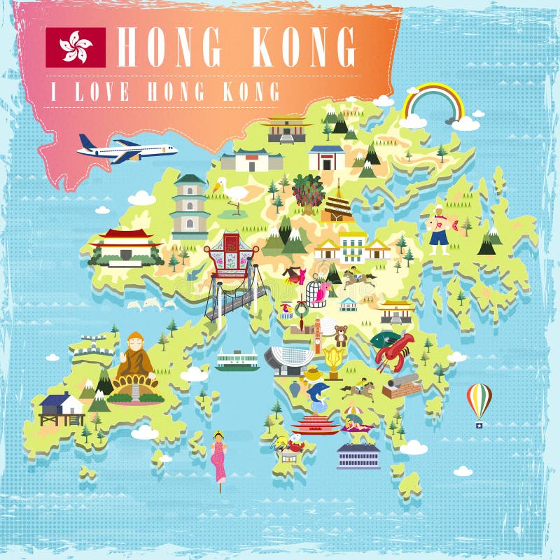 Mapa do curso de Hong Kong ilustração royalty free Mapa do curso de Hong Kong ilustração royalty free