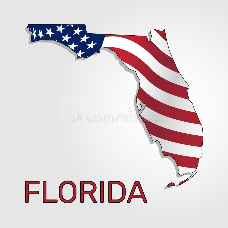 Mapa do estado da Flórida em combinação com a que acena a bandeira do Estados Unidos - vetor ilustração do vetor Mapa do estado da Flórida em combinação com a que acena a bandeira do Estados Unidos - vetor ilustração do vetor