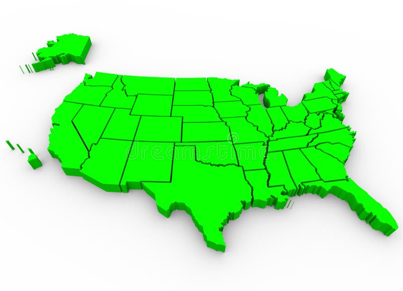 Mapa do Estados Unidos - 3d rendem Illusration