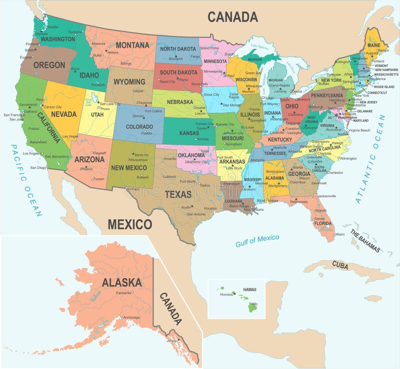 Mapa do Estados Unidos - ilustração do vetor