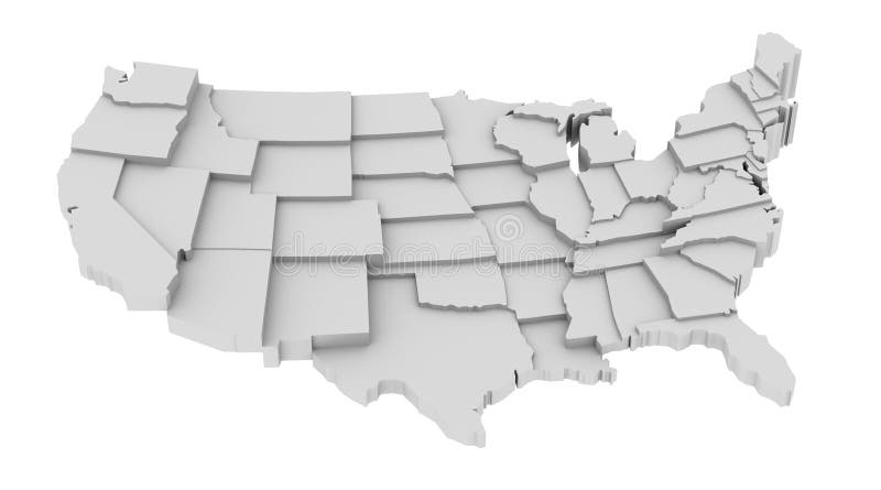 Mapa do Estados Unidos por estados em vários níveis elevados.