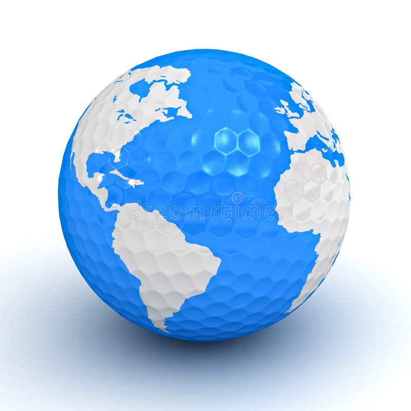 Mapa do globo na esfera de golfe ilustração stock Mapa do globo na esfera de golfe ilustração stock