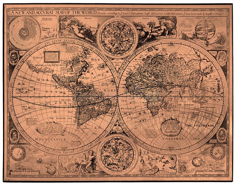 Mapa do mundo antigo imagem de stock. Imagem de nearsighted - 52605761