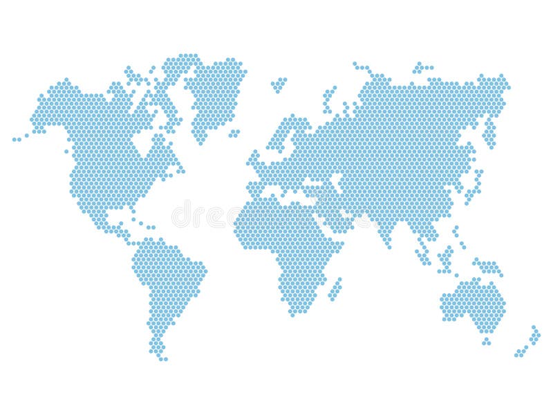 Mapa do mundo azul pontilhado isolado no branco Vetor ilustração stock Mapa do mundo azul pontilhado isolado no branco Vetor ilustração stock