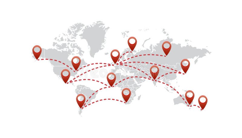 Mapa do mundo claro com marcas do ponteiro - conceito de uma comunica??o ilustração royalty free Mapa do mundo claro com marcas do ponteiro - conceito de uma comunica??o ilustração royalty free