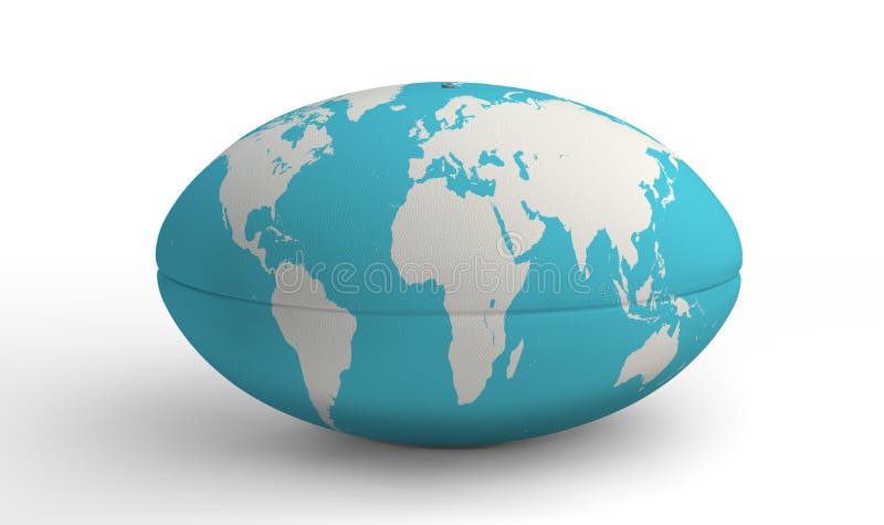 Mapa do mundo da bola de rugby no branco fotografia de stock royalty free Mapa do mundo da bola de rugby no branco fotografia de stock royalty free