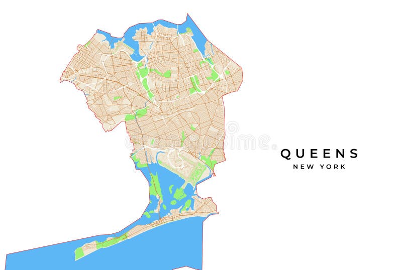 Mapa Do Queens, New York Do Vetor, EUA Ilustração do Vetor - Ilustração de  ruas, transporte: 137407898