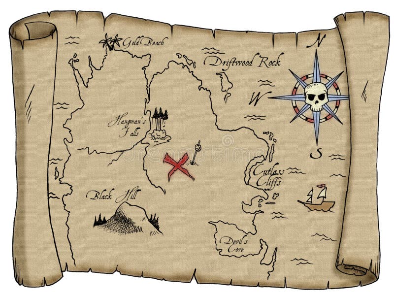 Mapa do tesouro do pirata ilustração stock Mapa do tesouro do pirata ilustração stock