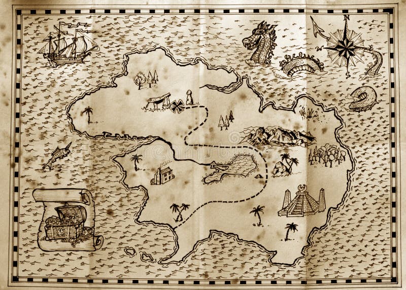 Foto de Pirate Mapa Do Tesouro Enterrado Isolada No Branco