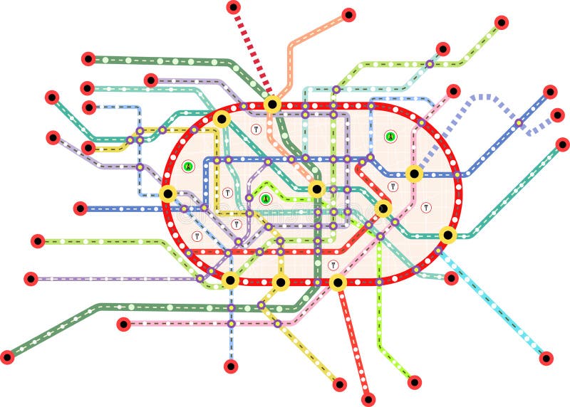 Mapa Do Transporte Público Do Metro, Vetor Ilustração do Vetor - Ilustração  de projeto, cidades: 110750713