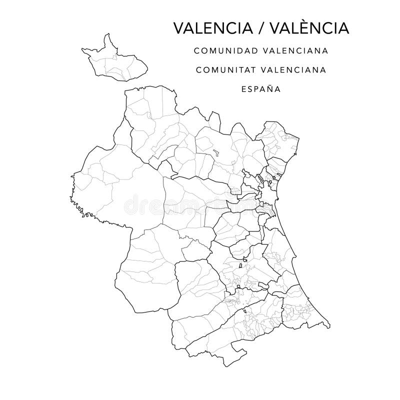 Mapa do vetor administrativo da província de valência a partir do mapa do vetor de espanha de 2022