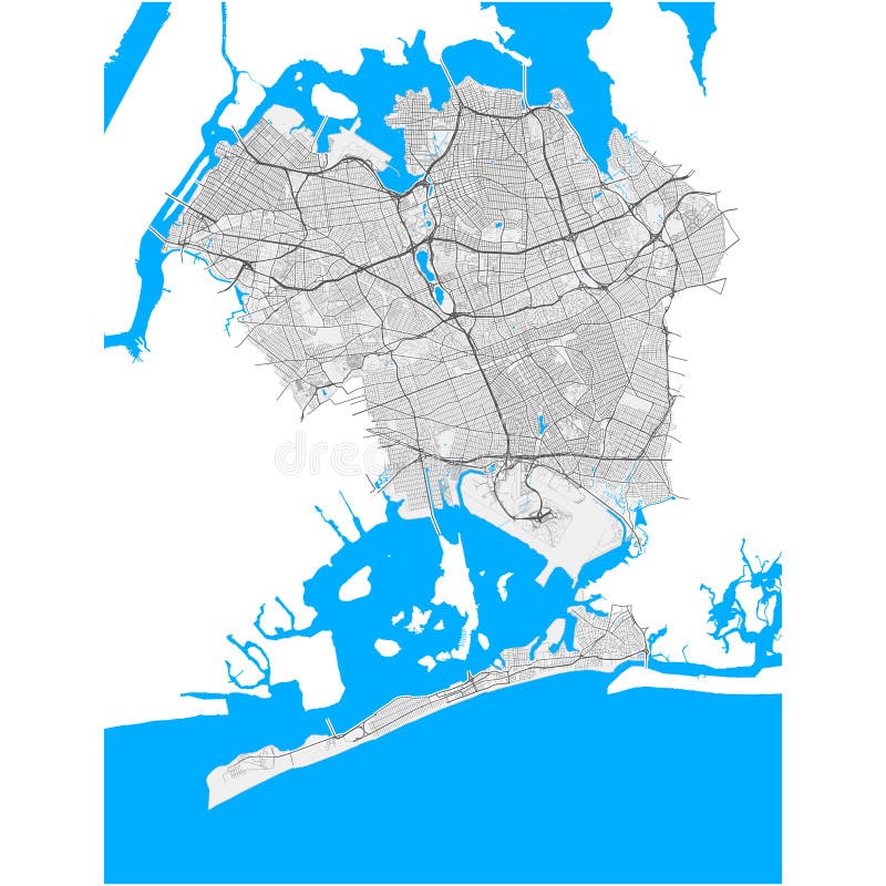 Mapa Do Queens, New York Do Vetor, EUA Ilustração do Vetor - Ilustração de  ruas, transporte: 137407898