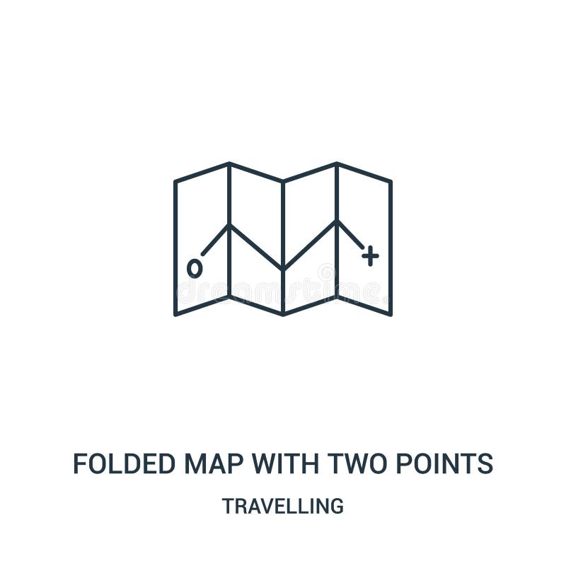 mapa dobrado com dois pontos do vetor do ícone da coleção de viagem Linha fina mapa dobrado com dois do esboço pontos do vetor do ilustração royalty free mapa dobrado com dois pontos do vetor do ícone da coleção de viagem Linha fina mapa dobrado com dois do esboço pontos do vetor do ilustração royalty free