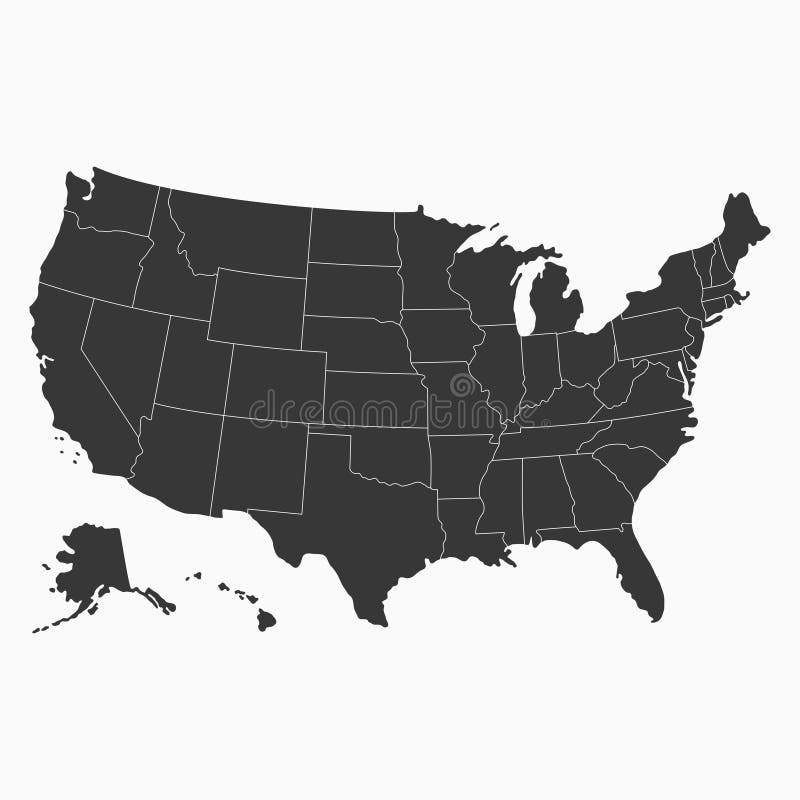 Mapa dos EUA Mapa vazio de Estados Unidos da América Vetor